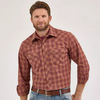 Wrangler Retro Men's L/S Sawtooth Pocket Plaid Western Snap Shirt in Harvest Plaid (Available in Tall Sizes)