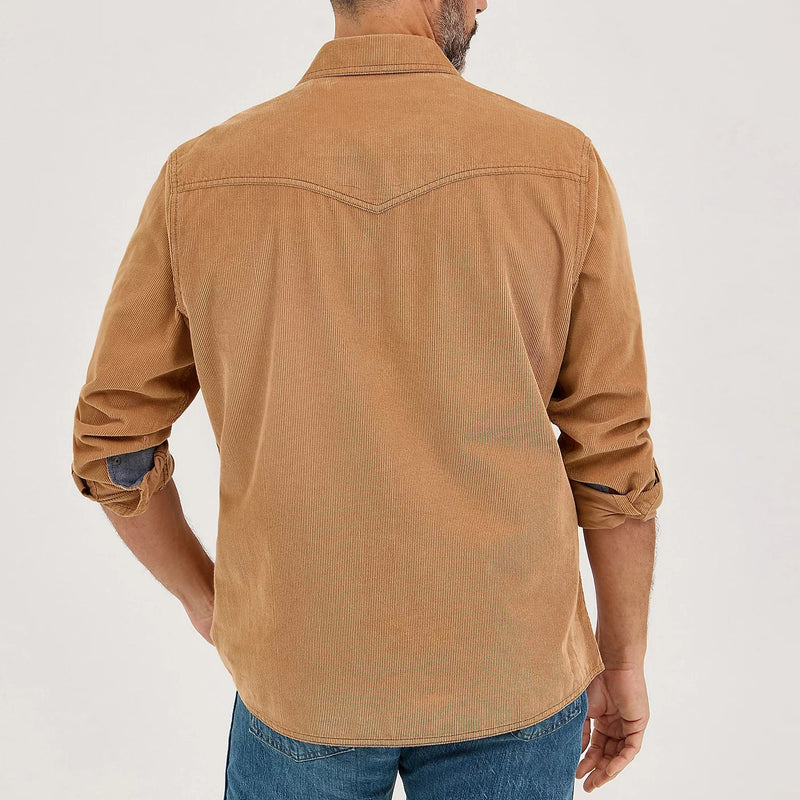 Wrangler Retro Premium Men's L/S Western Corduroy Snap Shirt in Sandy Brown
