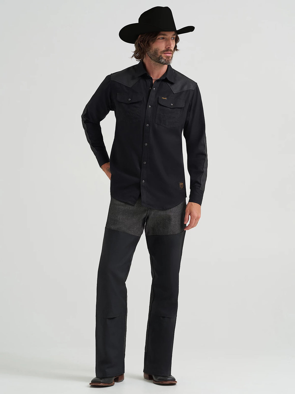 Wrangler x Filson Men's L/S Adventure Western Snap Shirt in Black