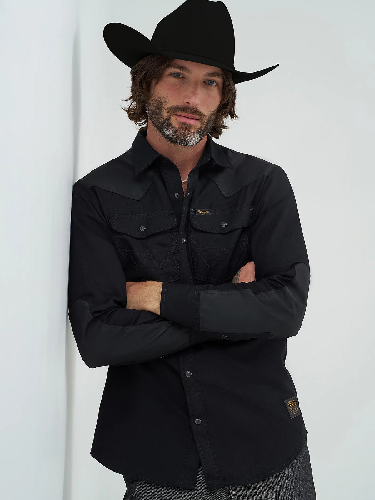 Wrangler x Filson Men's L/S Adventure Western Snap Shirt in Black