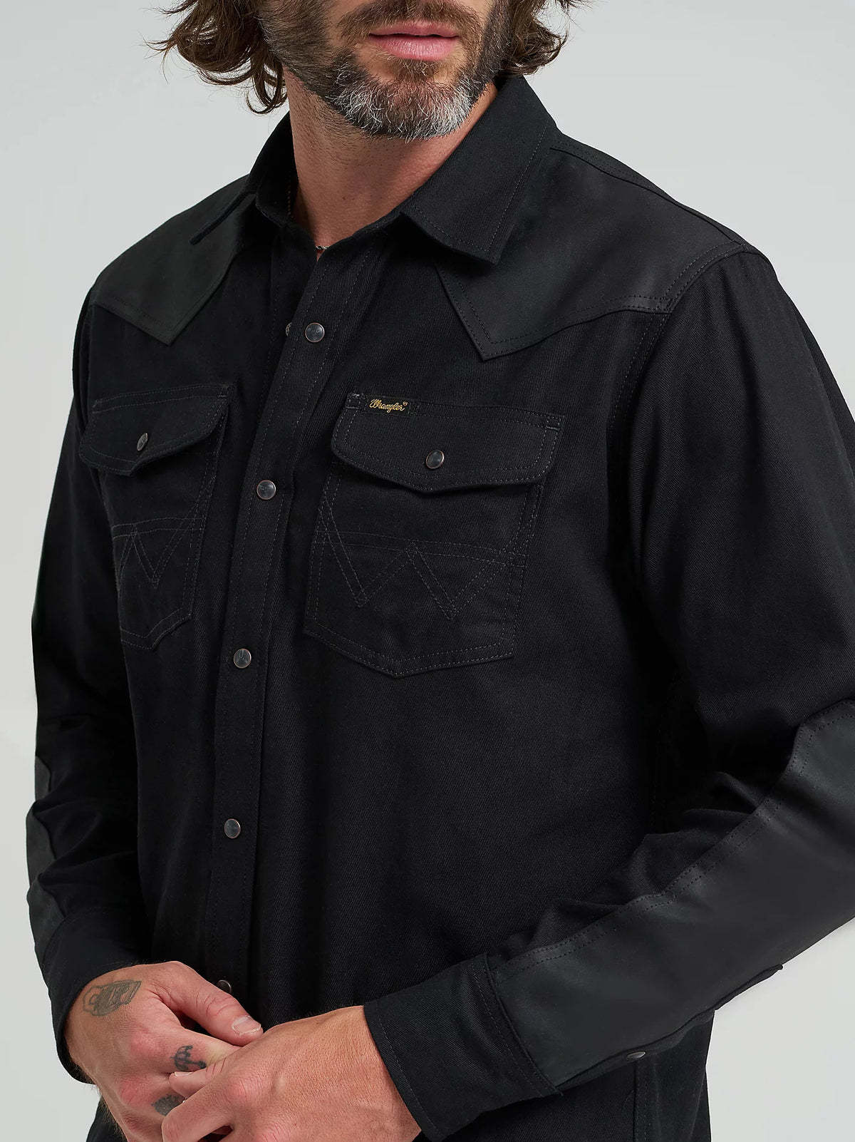 Wrangler x Filson Men's L/S Adventure Western Snap Shirt in Black