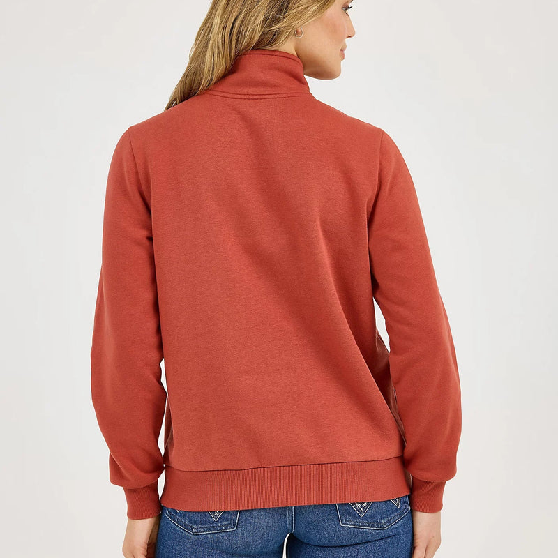 Wrangler Retro Women's Quarter Zip Sweatshirt in Rust
