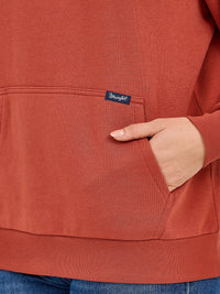 Wrangler Retro Women's Quarter Zip Sweatshirt in Rust