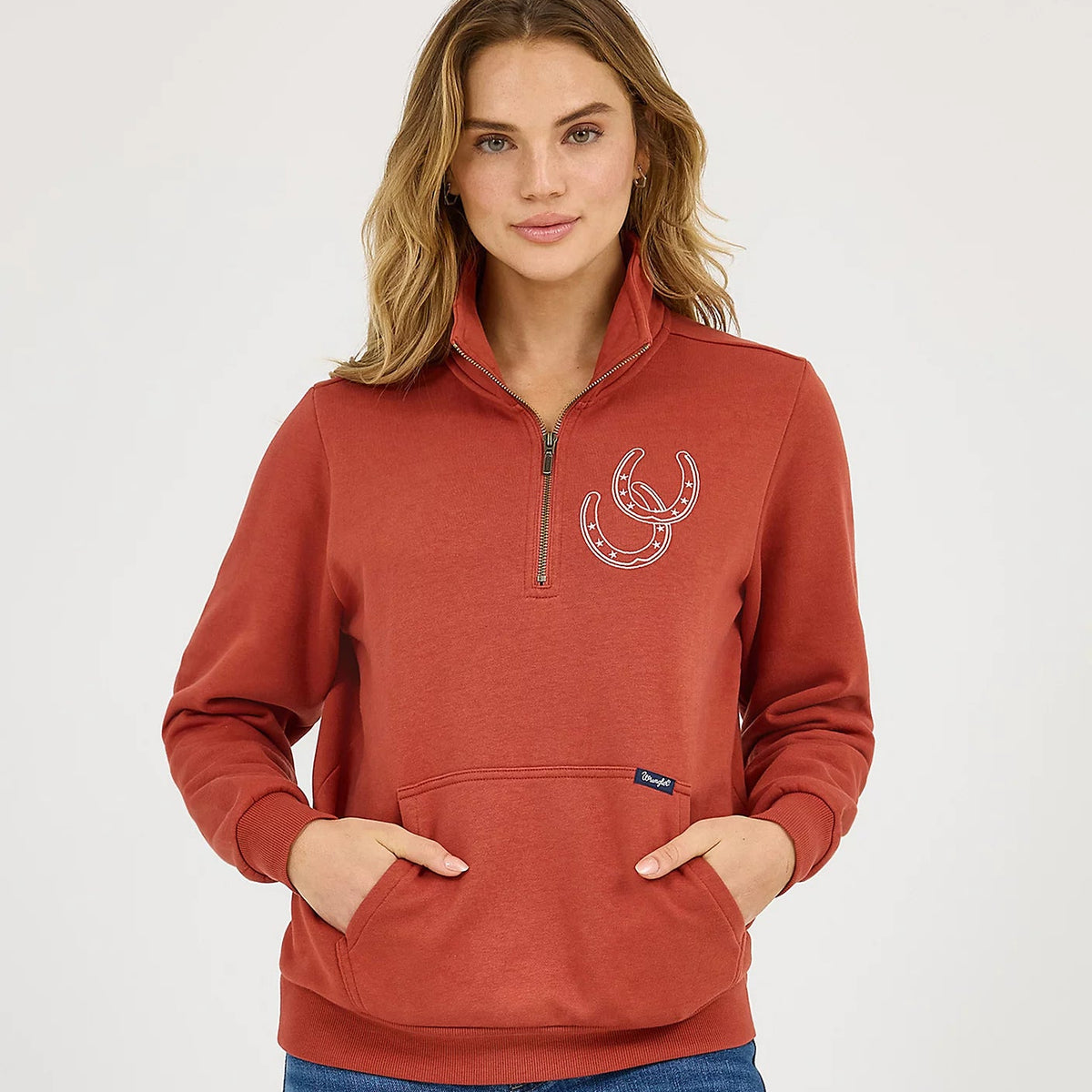 Wrangler Retro Women's Quarter Zip Sweatshirt in Rust