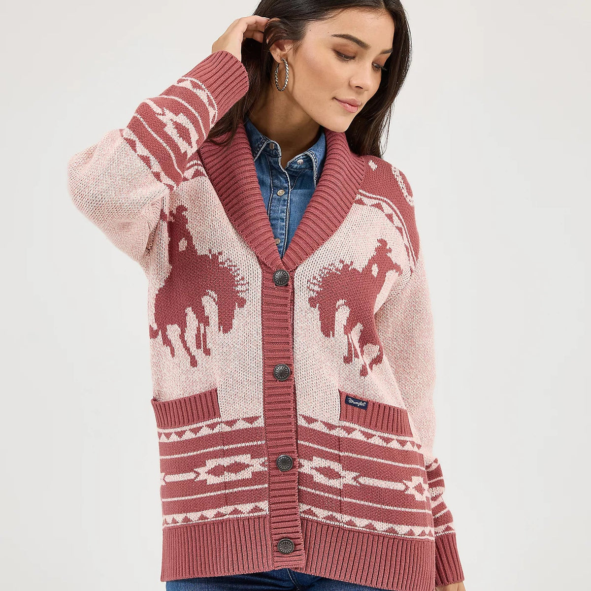 Wrangler Retro Women's Western Cardigan in Pink