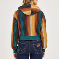 Wrangler Retro Women's Striped Serape Cropped Hoodie in Teal