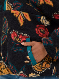 Wrangler Retro Women's Half Snap Sherpa Pullover in Butterfly Black