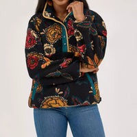 Wrangler Retro Women's Half Snap Sherpa Pullover in Butterfly Black