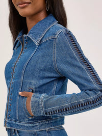 Wrangler Women's Braided Denim Jacket in Blue