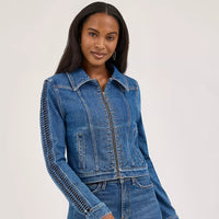 Wrangler Women's Braided Denim Jacket in Blue