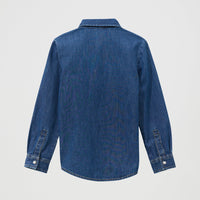 Wrangler Girl's L/S Ruffle Denim Western Snap Shirt