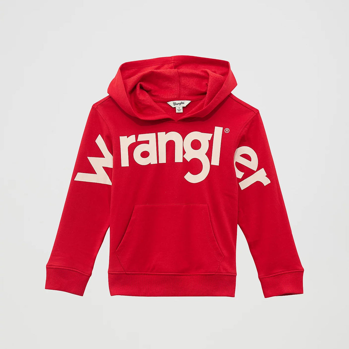 Wrangler Girl's Bold Logo Pullover Hoodie in Fire Red