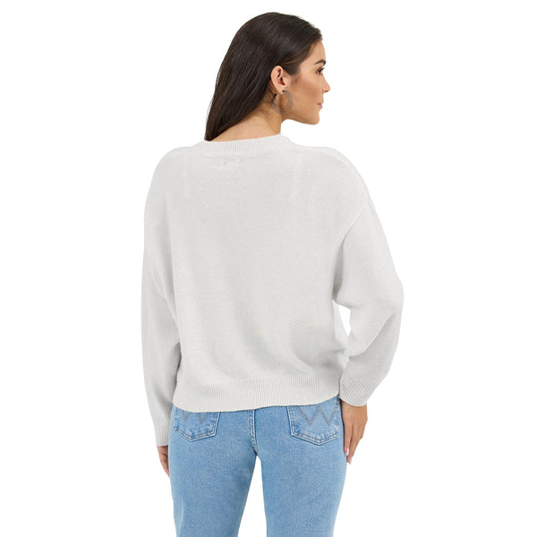 Wrangler Retro Women's Vintage Logo Crew Sweater in White