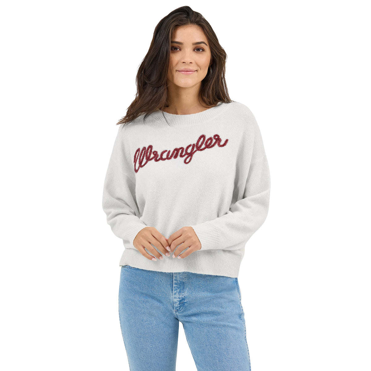 Wrangler Retro Women's Vintage Logo Crew Sweater in White