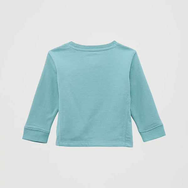 Wrangler Baby and Toddler Girl's L/S Western Crewneck Sweatshirt in Blue Steer