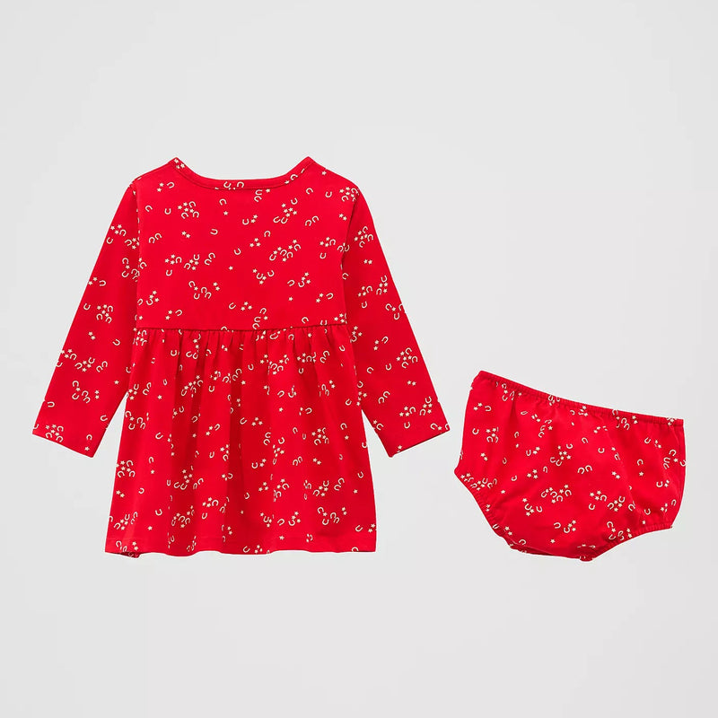 Wrangler Toddler Girl's L/S Knit Western Dress in Red