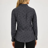 Wrangler Retro Women's L/S All Occasion Western Snap Shirt in Subtle Black Horses