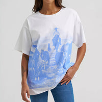 Wrangler Retro Women's Horse Round Up Oversized Tee in Bright White