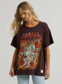 Wrangler x Lainey Wilson Call A Cowboy Oversized Tee in Mole