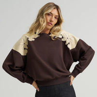 Wrangler x Lainey Wilson L/S French Terry Crew Pullover in Brown