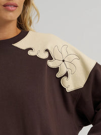 Wrangler x Lainey Wilson L/S French Terry Crew Pullover in Brown