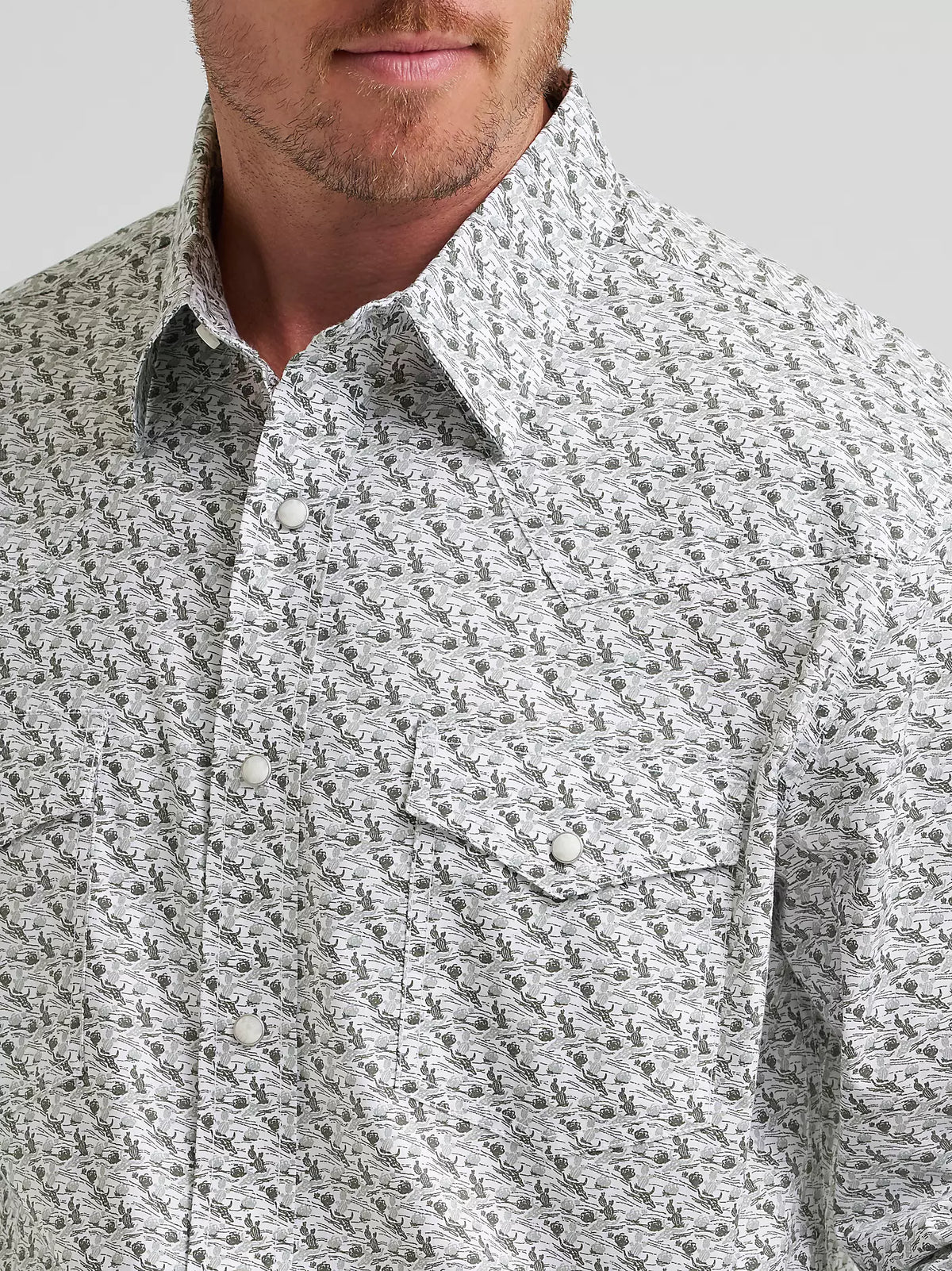 Wrangler Men's 20X L/S Competition Advanced Comfort Western Snap Shirt in Olive Cacti (Available in Tall Sizes)