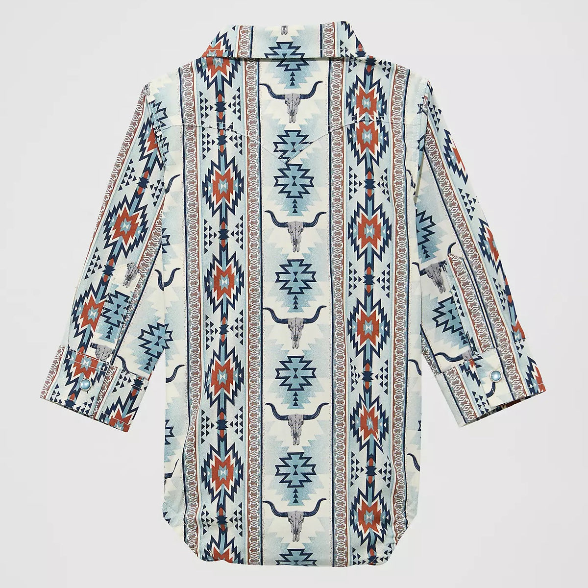 Wrangler Baby Boy's L/S Checotah Western Snap Shirt Body Suit in Grey Steerhead