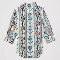 Wrangler Baby Boy's L/S Checotah Western Snap Shirt Body Suit in Grey Steerhead