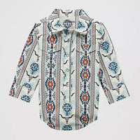 Wrangler Baby Boy's L/S Checotah Western Snap Shirt Body Suit in Grey Steerhead