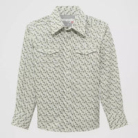 Wrangler Boy's 20X Advanced Comfort L/S Western Snap Shirt in Olive Cacti