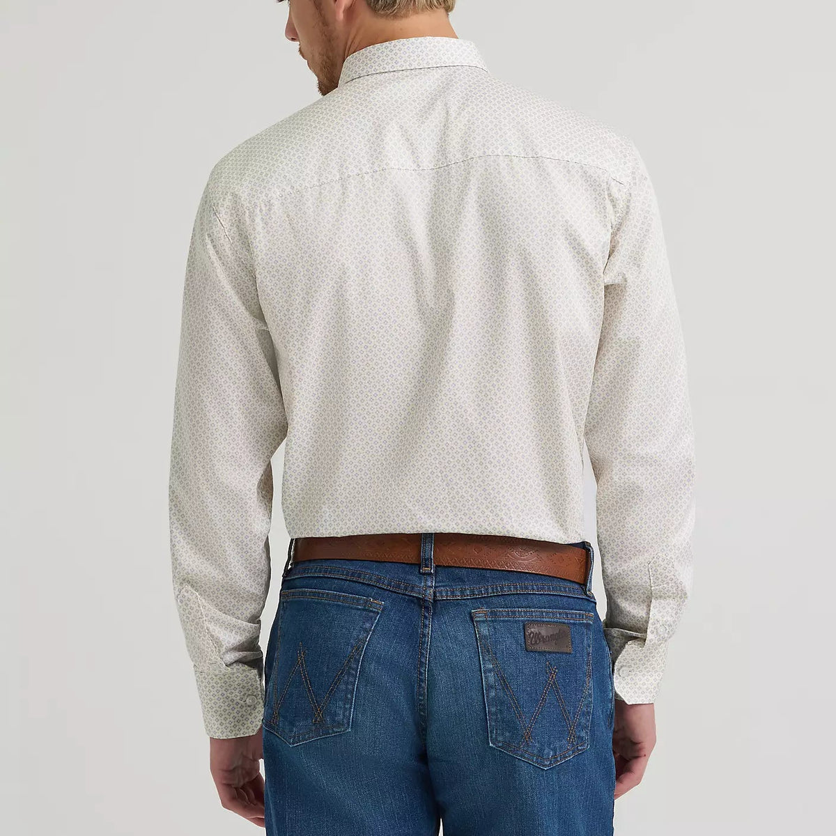 Wrangler Men's L/S Cody Johnson One Pocket Button Down Shirt in Yellow Charcoal