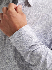 Wrangler Men's L/S Cody Johnson One Pocket Button Down Shirt in Charcoal Paisley (Available in Tall Sizes)
