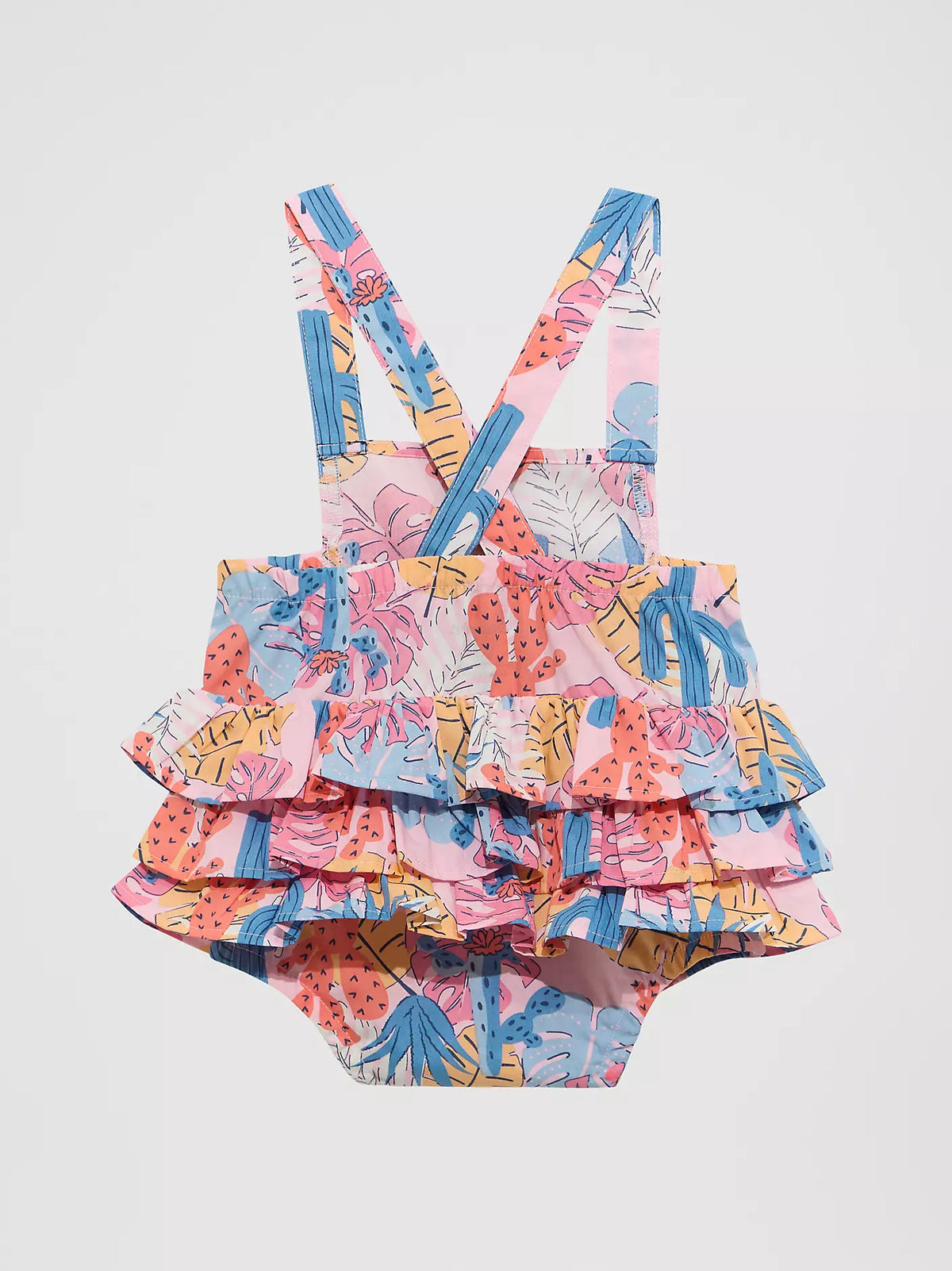 Wrangler Baby Girl's Printed Ruffle Bodysuit in Pink Cacti