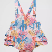 Wrangler Baby Girl's Printed Ruffle Bodysuit in Pink Cacti