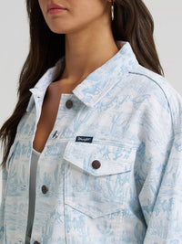 Wrangler Retro Women's Relaxed Fit Country Toile Denim Jacket in White