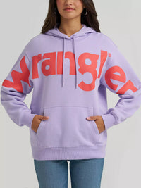 Wrangler Retro Women's Bold Logo Hoodie in Pastel Purple