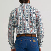 Wrangler Men's Checotah L/S Western Snap Shirt in Grey Steerhead (Available in Tall Sizes)