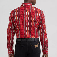 Wrangler Men's Checotah L/S Western Snap Shirt in Fire Red Arrow