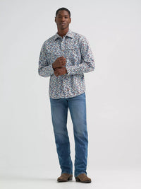 Wrangler Retro Premium Men's L/S Western Snap Shirt in Floral Fig (Available in Tall Sizes)