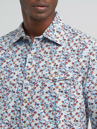 Wrangler Retro Premium Men's L/S Western Snap Shirt in Floral Fig (Available in Tall Sizes)