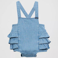 Wrangler Baby Girl's Denim Ruffle Bodysuit in Denim
