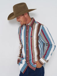 Wrangler Men's L/S Vintage Inspired Brushpopper Western Snap Work Shirt in Prairie Brush