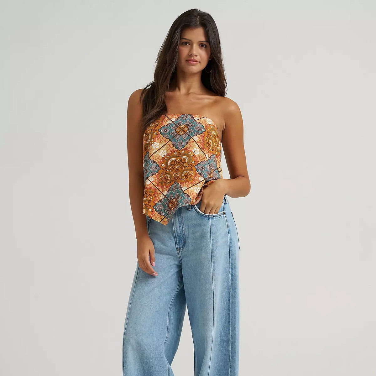 Wrangler Retro Women's Wrangler Bandana Spagetti Tank in Brown