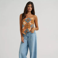 Wrangler Retro Women's Wrangler Bandana Spagetti Tank in Brown