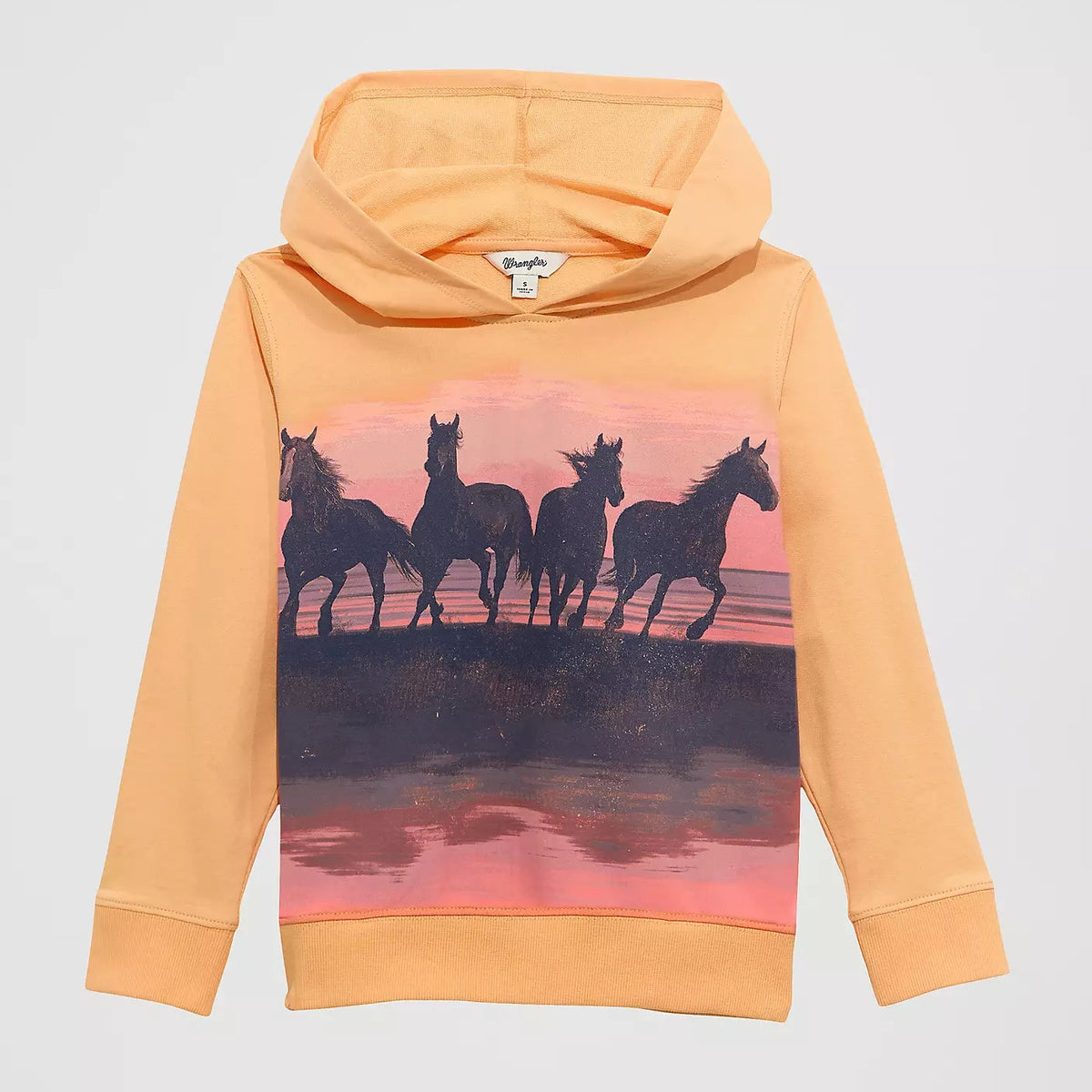 Wrangler Girl's Graphic Pullover Hoodie in Orange