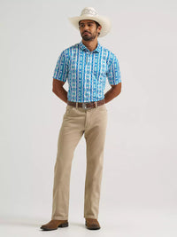 Wrangler ATG Men's Performance Polo Shirt in Checotah Turquoise