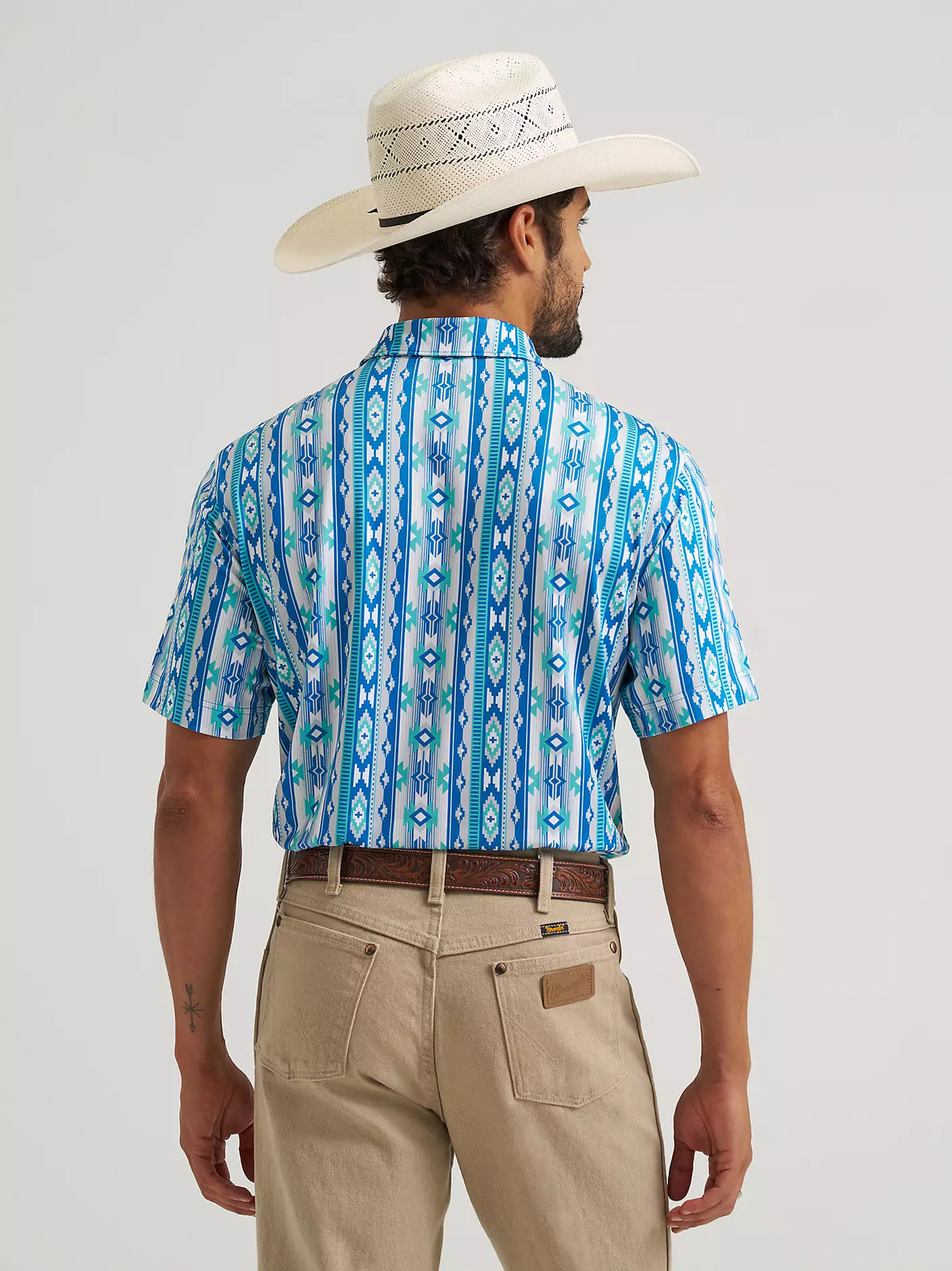 Wrangler ATG Men's Performance Polo Shirt in Checotah Turquoise