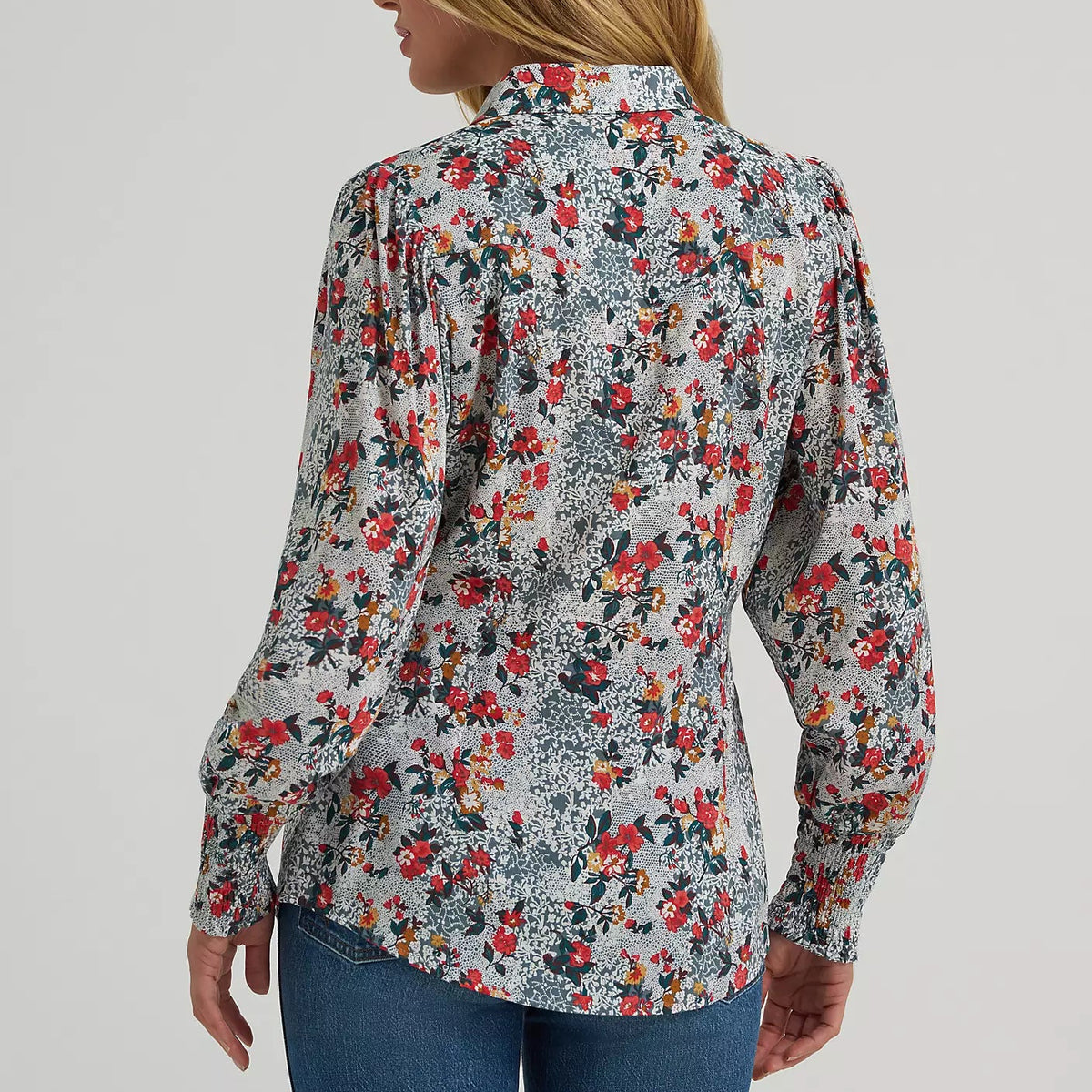 Wrangler Retro Women's L/S Western Snap Slim Blouse in Green