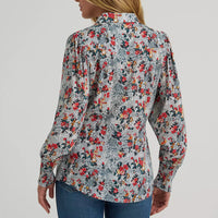 Wrangler Retro Women's L/S Western Snap Slim Blouse in Green