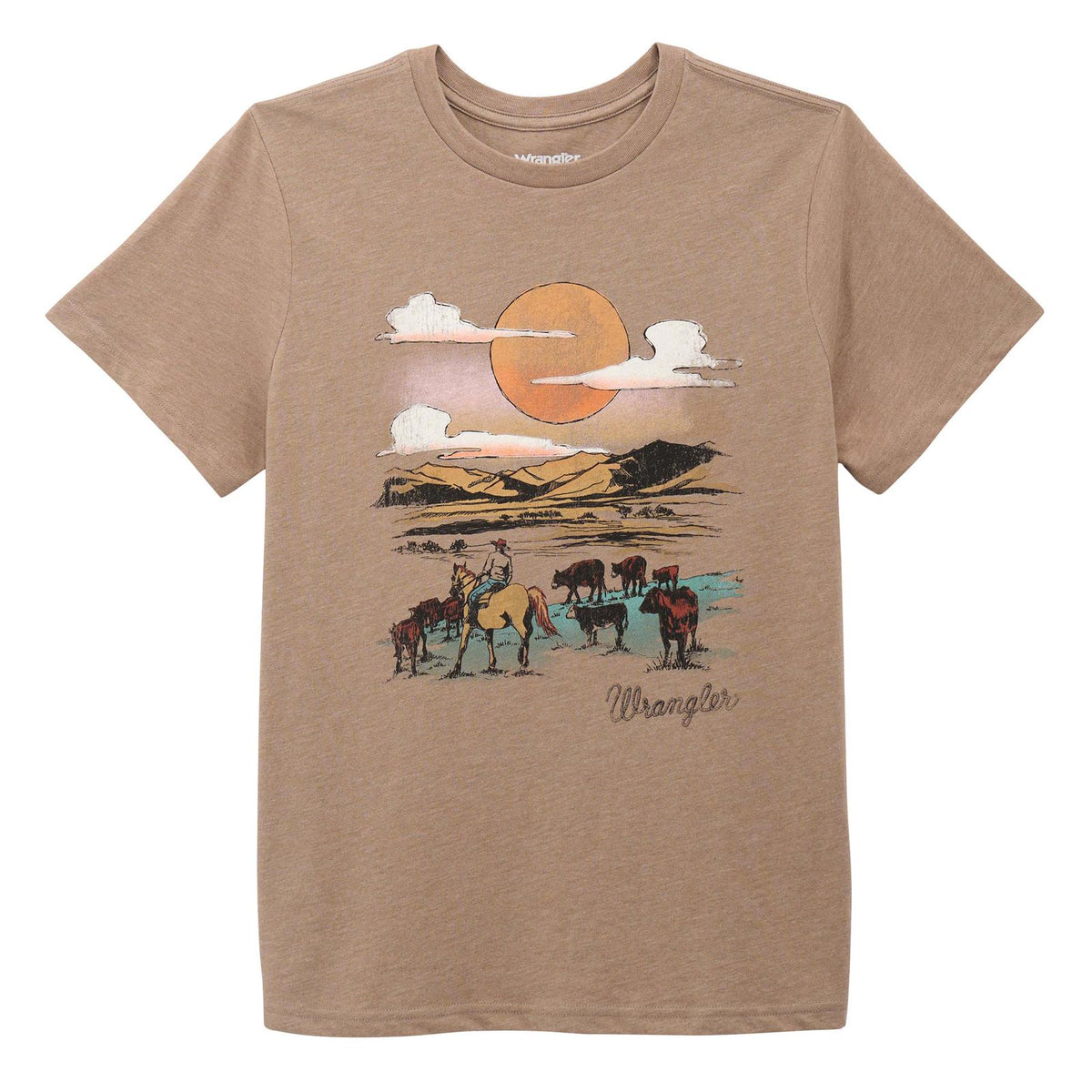 Wrangler Retro Women's S/S Cowboy Graphic Tee in Desert Taupe Heather